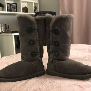 Gray Bailey Button Tall Uggs